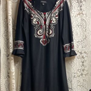 Perceptions Black and Red size 14 Comfortable Knee Length Dress